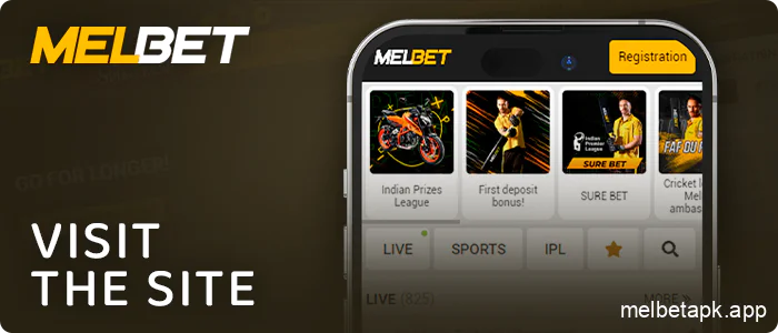 Visit Melbet website via iOS device